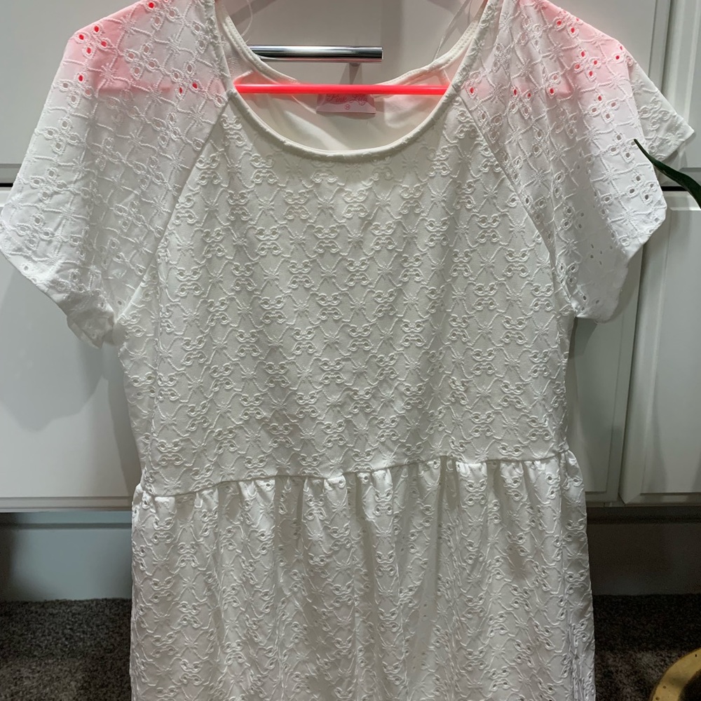 Pink Lily White lace peplum top